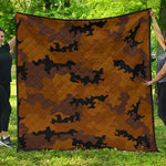 Dark Brown Camouflage Print Quilt