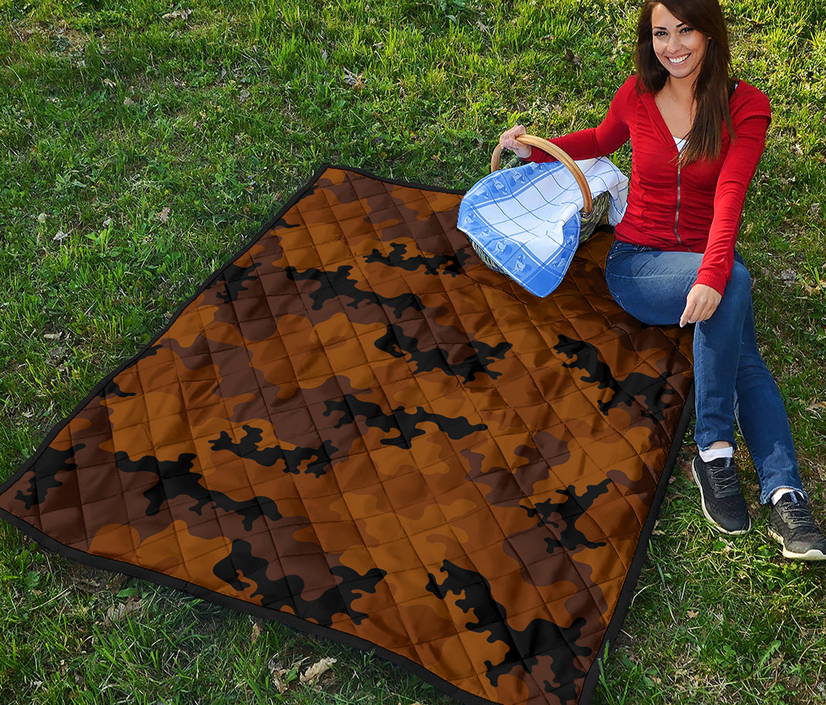 Dark Brown Camouflage Print Quilt