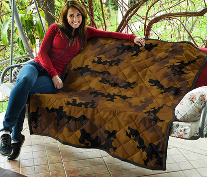 Dark Brown Camouflage Print Quilt