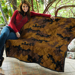Dark Brown Camouflage Print Quilt