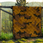 Dark Brown Camouflage Print Quilt