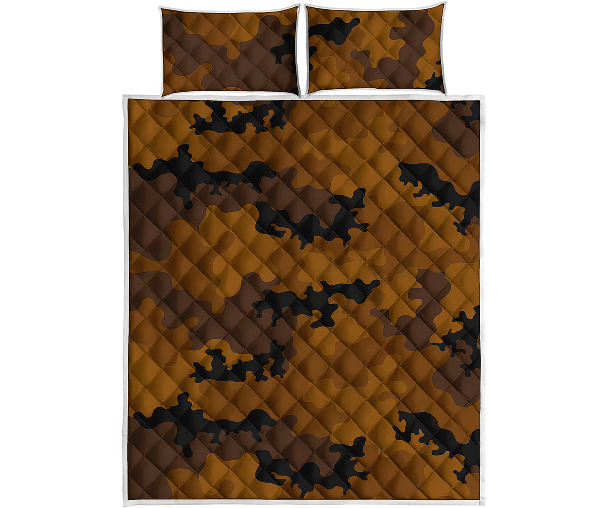 Dark Brown Camouflage Print Quilt Bed Set