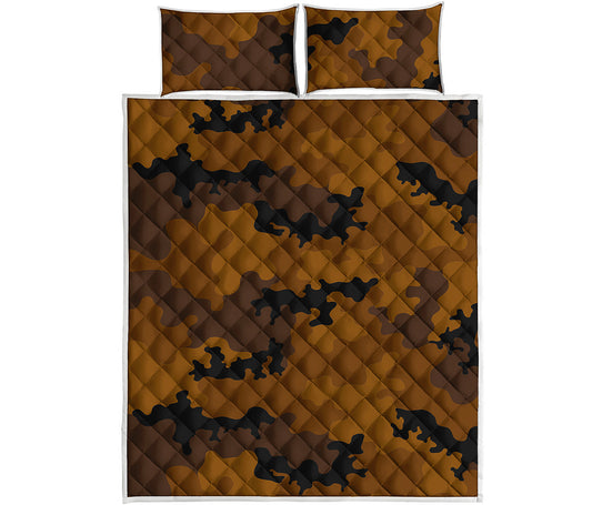 Dark Brown Camouflage Print Quilt Bed Set