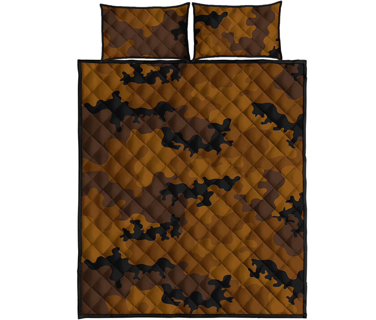 Dark Brown Camouflage Print Quilt Bed Set