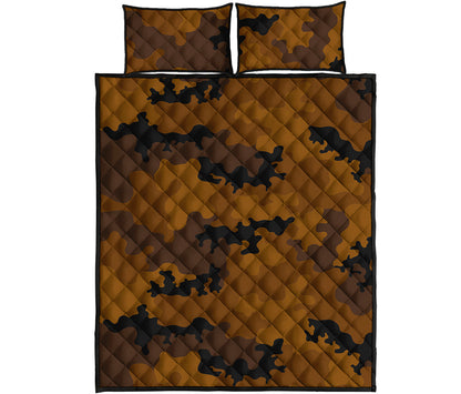 Dark Brown Camouflage Print Quilt Bed Set