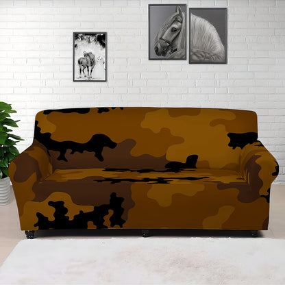 Dark Brown Camouflage Print Sofa Cover