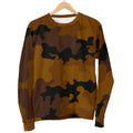 Dark Brown Camouflage Print Women's Crewneck Sweatshirt