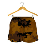 Dark Brown Camouflage Print Women's Shorts