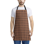 Dark Brown Check Pattern Print Apron