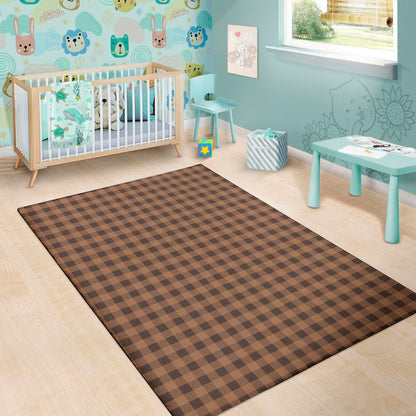 Dark Brown Check Pattern Print Area Rug