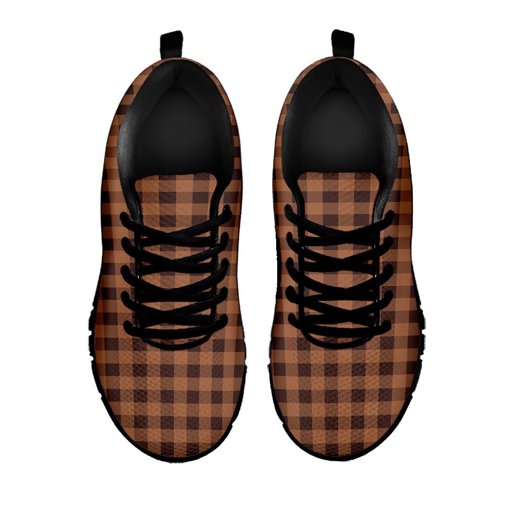 Dark Brown Check Pattern Print Black Sneakers