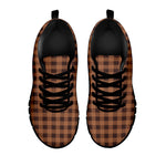 Dark Brown Check Pattern Print Black Sneakers