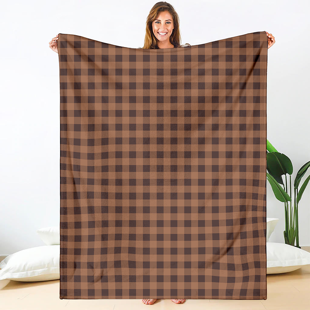 Dark Brown Check Pattern Print Blanket