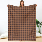 Dark Brown Check Pattern Print Blanket