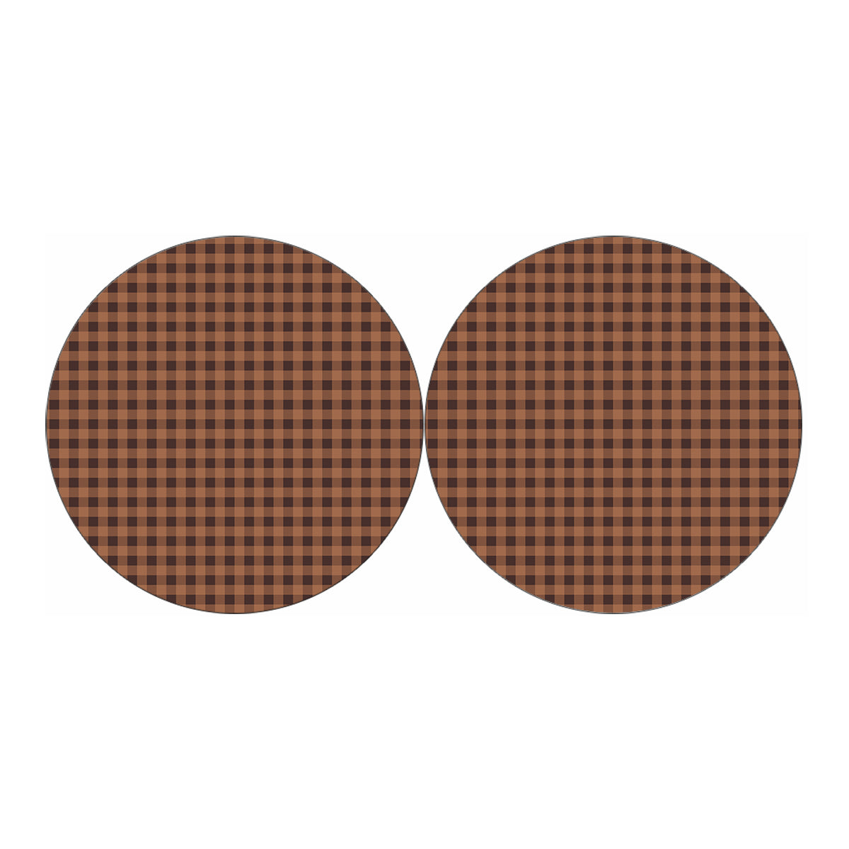 Dark Brown Check Pattern Print Car Coasters