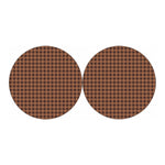 Dark Brown Check Pattern Print Car Coasters