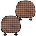 Dark Brown Check Pattern Print Car Headrest Covers