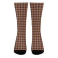 Dark Brown Check Pattern Print Crew Socks