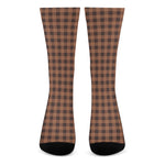 Dark Brown Check Pattern Print Crew Socks