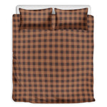 Dark Brown Check Pattern Print Duvet Cover Bedding Set
