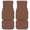 Dark Brown Check Pattern Print Front and Back Car Floor Mats