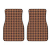 Dark Brown Check Pattern Print Front Car Floor Mats