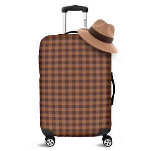 Dark Brown Check Pattern Print Luggage Cover