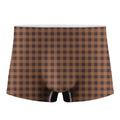 Dark Brown Check Pattern Print Men's Boxer Briefs