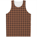 Dark Brown Check Pattern Print Men's Tank Top