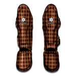 Dark Brown Check Pattern Print Muay Thai Shin Guard