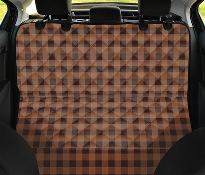 Dark Brown Check Pattern Print Pet Car Back Seat Cover