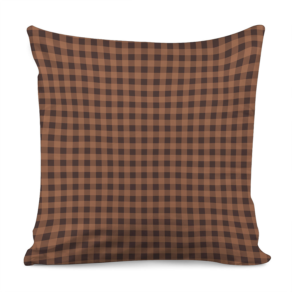 Dark Brown Check Pattern Print Pillow Cover
