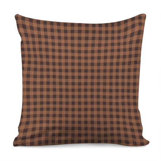 Dark Brown Check Pattern Print Pillow Cover
