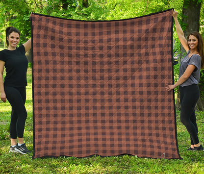 Dark Brown Check Pattern Print Quilt