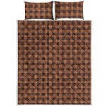 Dark Brown Check Pattern Print Quilt Bed Set
