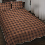 Dark Brown Check Pattern Print Quilt Bed Set
