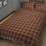 Dark Brown Check Pattern Print Quilt Bed Set