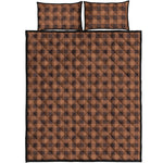 Dark Brown Check Pattern Print Quilt Bed Set