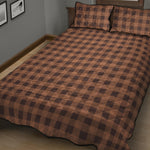 Dark Brown Check Pattern Print Quilt Bed Set
