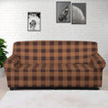 Dark Brown Check Pattern Print Sofa Cover