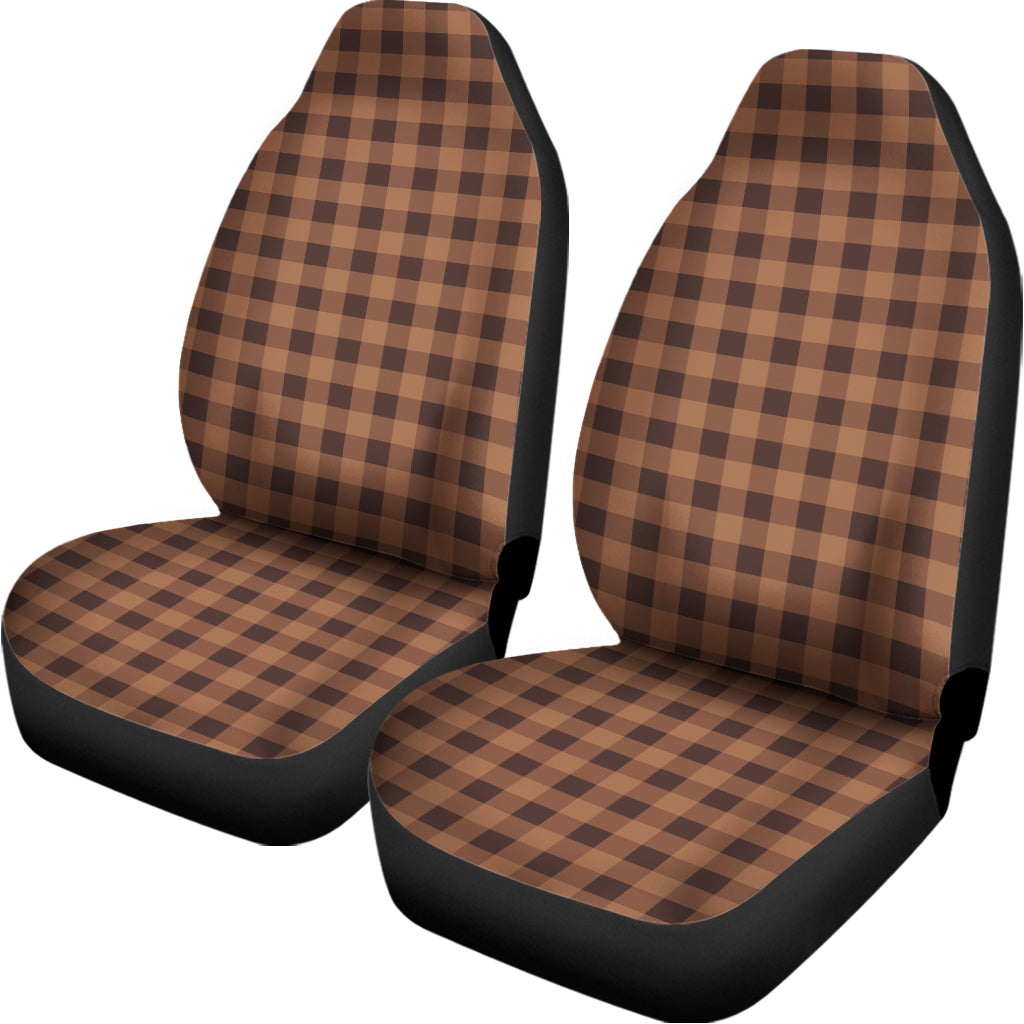 Dark Brown Check Pattern Print Universal Fit Car Seat Covers