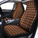 Dark Brown Check Pattern Print Universal Fit Car Seat Covers