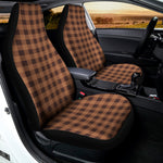 Dark Brown Check Pattern Print Universal Fit Car Seat Covers