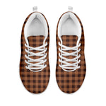 Dark Brown Check Pattern Print White Sneakers