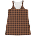 Dark Brown Check Pattern Print Women's Racerback Tank Top