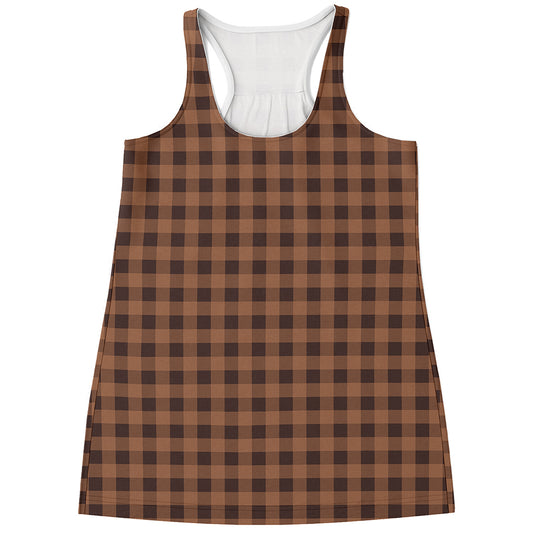 Dark Brown Check Pattern Print Women's Racerback Tank Top