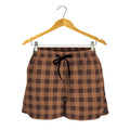Dark Brown Check Pattern Print Women's Shorts