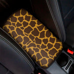 Dark Brown Cow Print Car Center Console Cover
