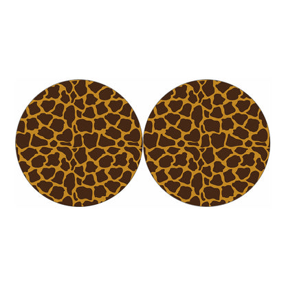 Dark Brown Cow Print Car Coasters
