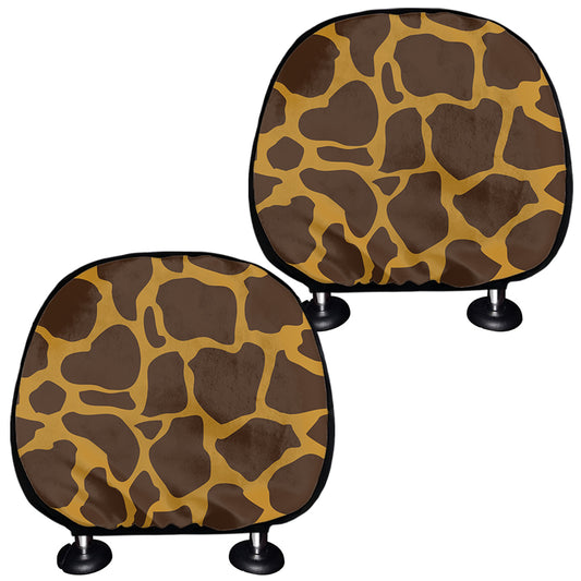 Dark Brown Cow Print Car Headrest Covers